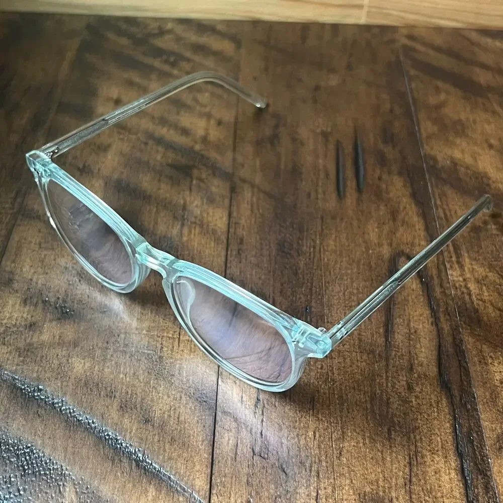 RFLKT Aura Eyeglass Frames Round Clear Blue Keyhole Acetate 50-19-140 Medium